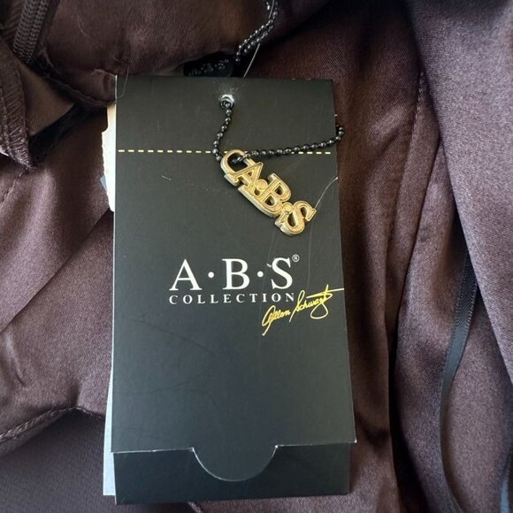 ABS Allen Schwartz Brown Chiffon Strapless Gown Floor Length Dress Size 4 NWT - Picture 11 of 13